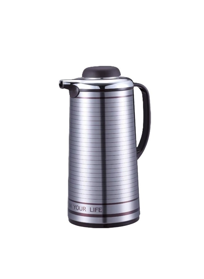Insulated Vacuum Jug Flask 1.9 Liter, Silver Finish, Hot and Cold Beverage Server for Home and Hospitality